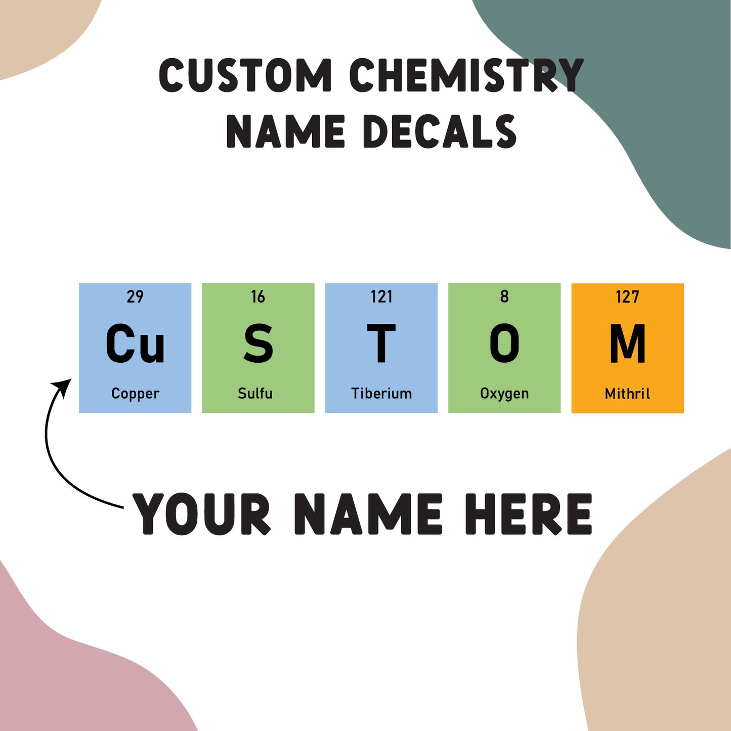 Periodic Element 'Name' Wall Letters | Personalised Wall Decal Room Sign