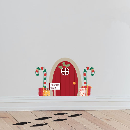 Elf Footprints and Elf Door to the North Pole Wall Decal