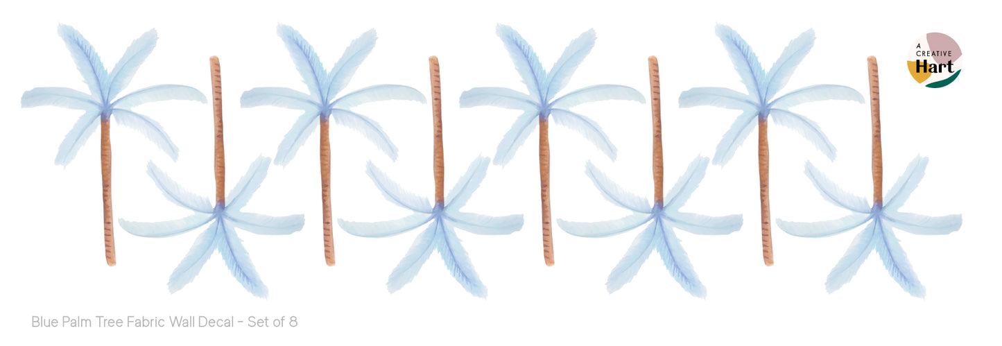 Blue Palm Tree Fabric Wall Decals - A Creative Hart