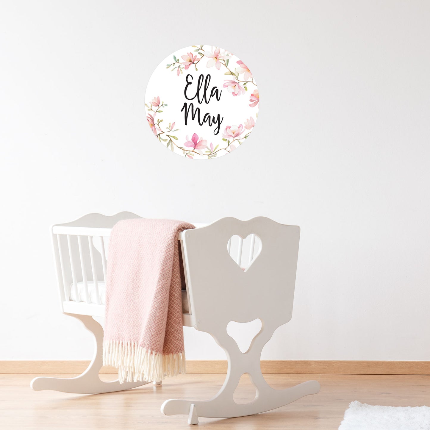 Floral 'Name' Circle Fabric Wall Decal - A Creative Hart