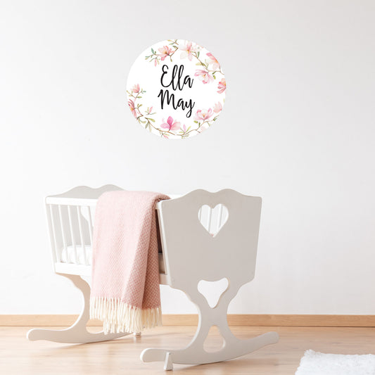 Floral 'Name' Circle Fabric Wall Decal - A Creative Hart