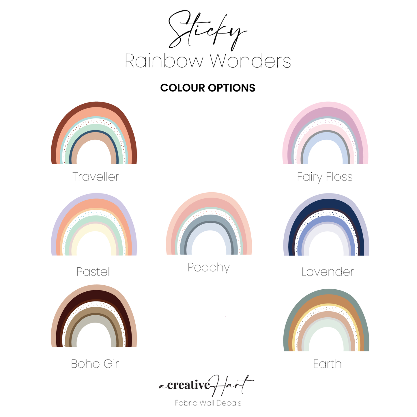 Rainbow Fabric Wall Decals - Sticky Wonders - A Creative Hart