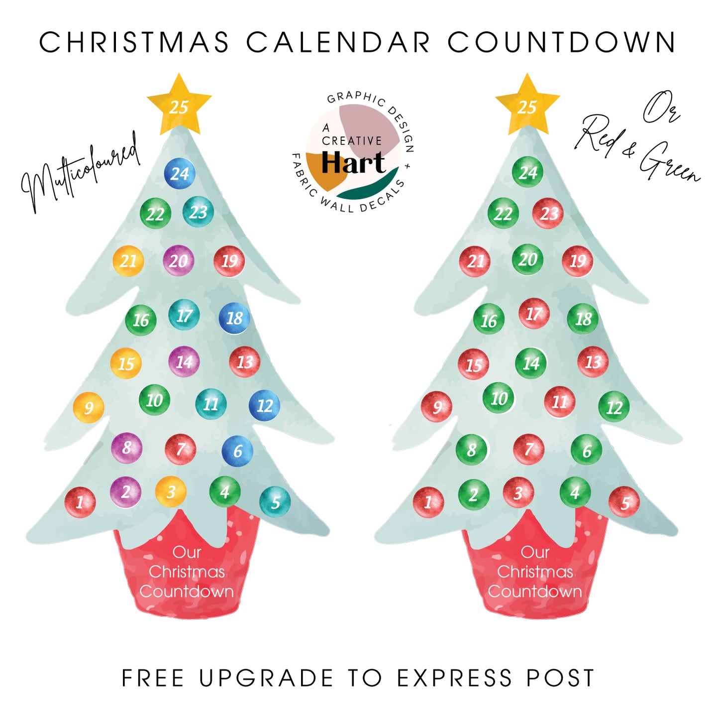 Christmas Countdown Wall Decal - Counting Fun! - A Creative Hart