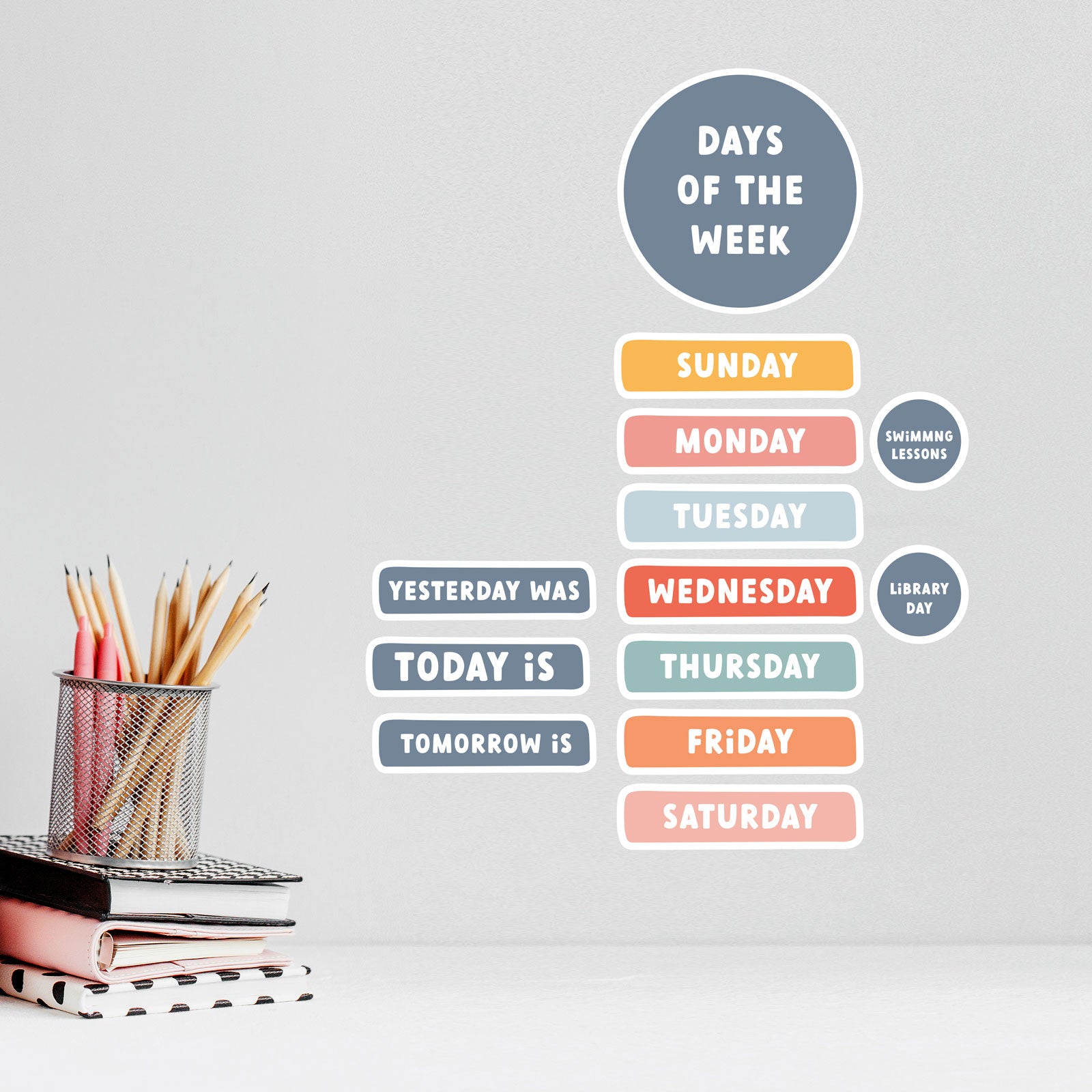 Days of the Week, Educational Kindergarten Fabric Wall Decal - A Creative Hart