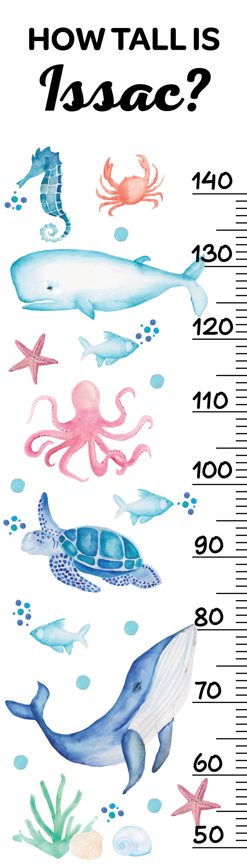 Under the Sea Height Chart Fabric Wall Decal - A Creative Hart