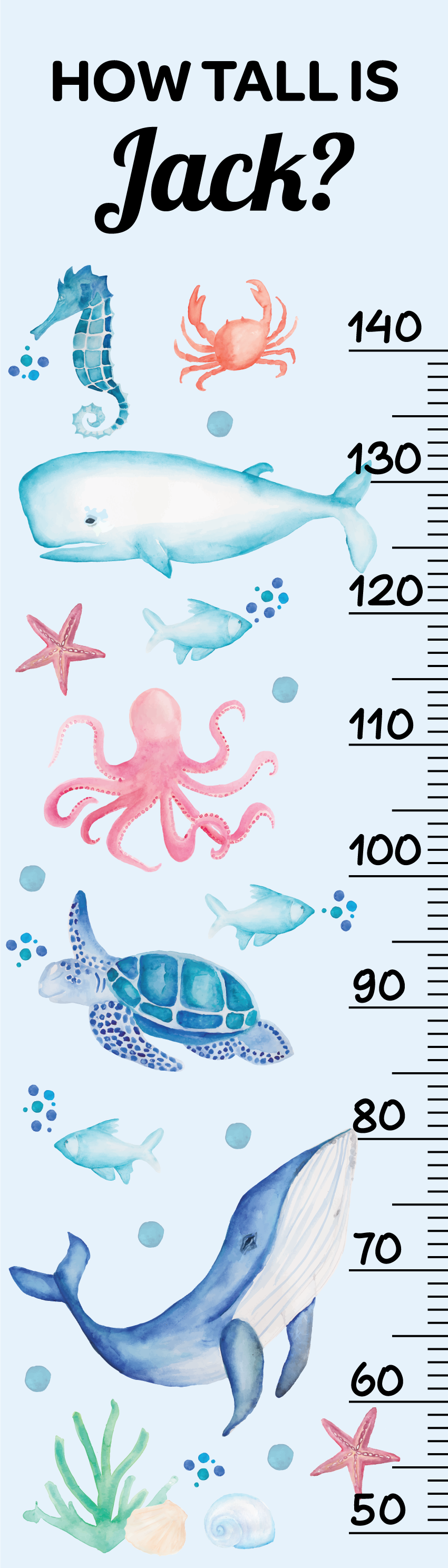 Under the Sea Height Chart Fabric Wall Decal - A Creative Hart