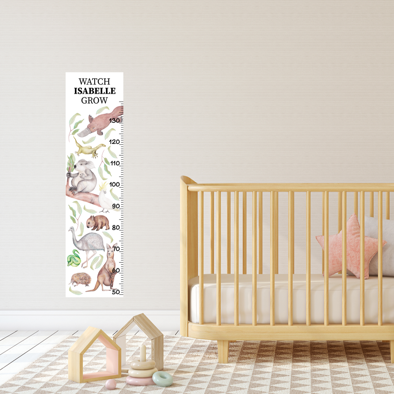 Australian Native Animals Height Chart Fabric Wall Decal - A Creative Hart