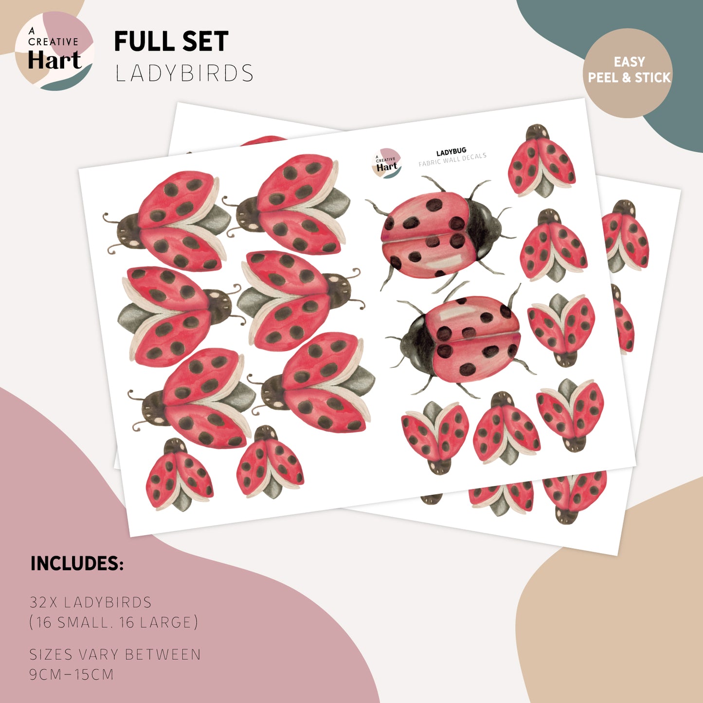 Ladybird Fabric Wall Decals - A Creative Hart