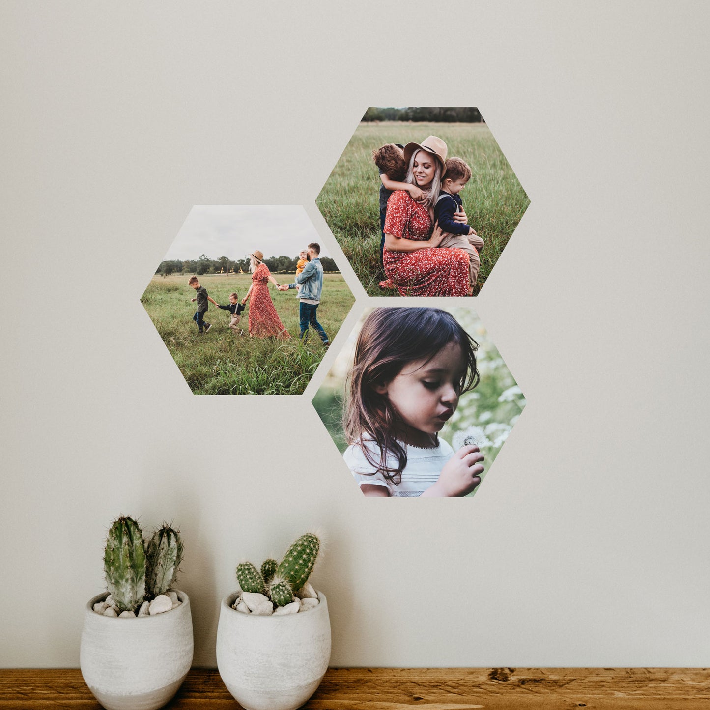 Photo Wall Decals - Hexagonal  25-40cm ( Set of Three or Six ) - A Creative Hart