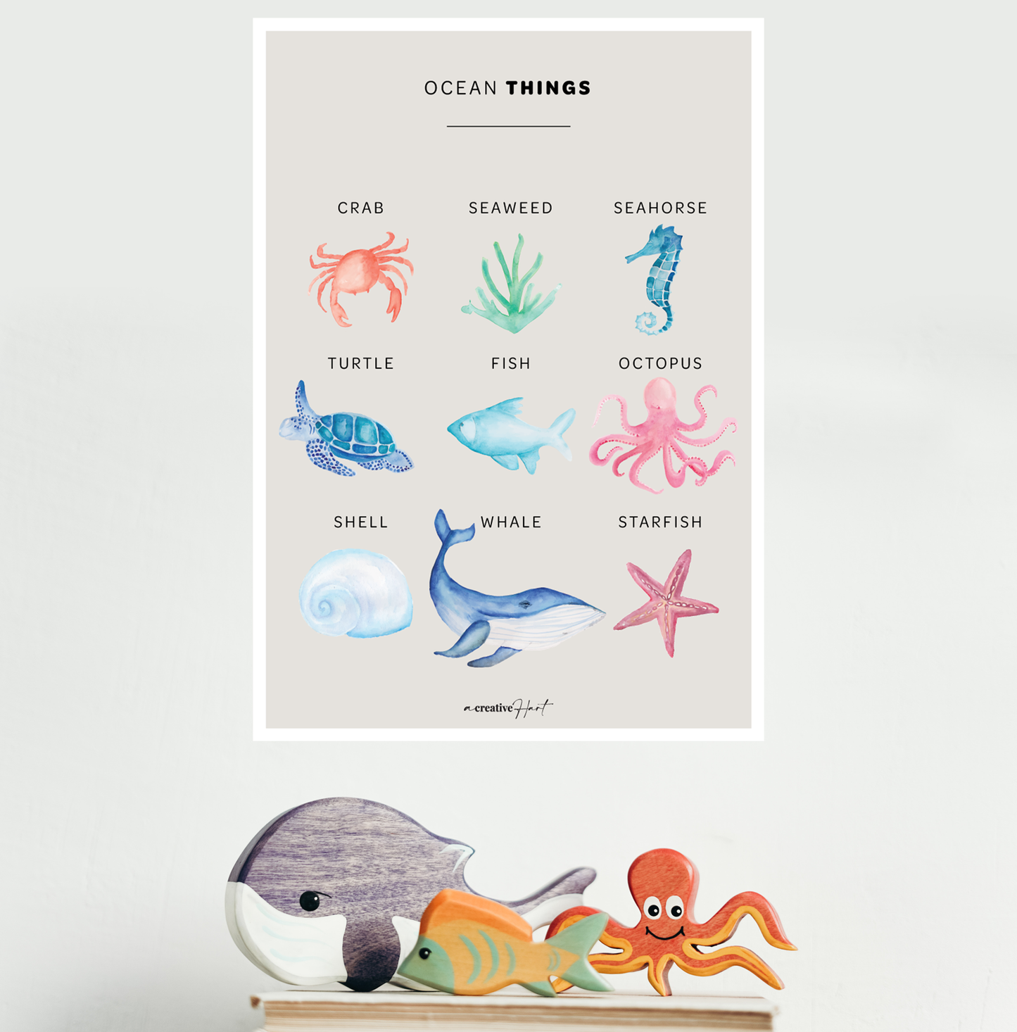 Ocean Things Educational Under the Sea Fabric Wall Decal - A Creative Hart