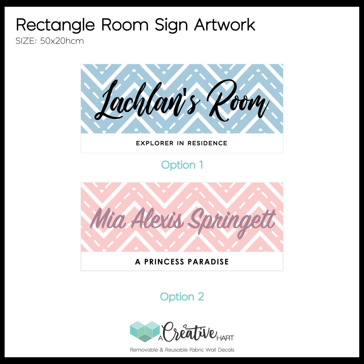 Rectangle Boys or Girls Fabric Wall Decal Room Sign - A Creative Hart