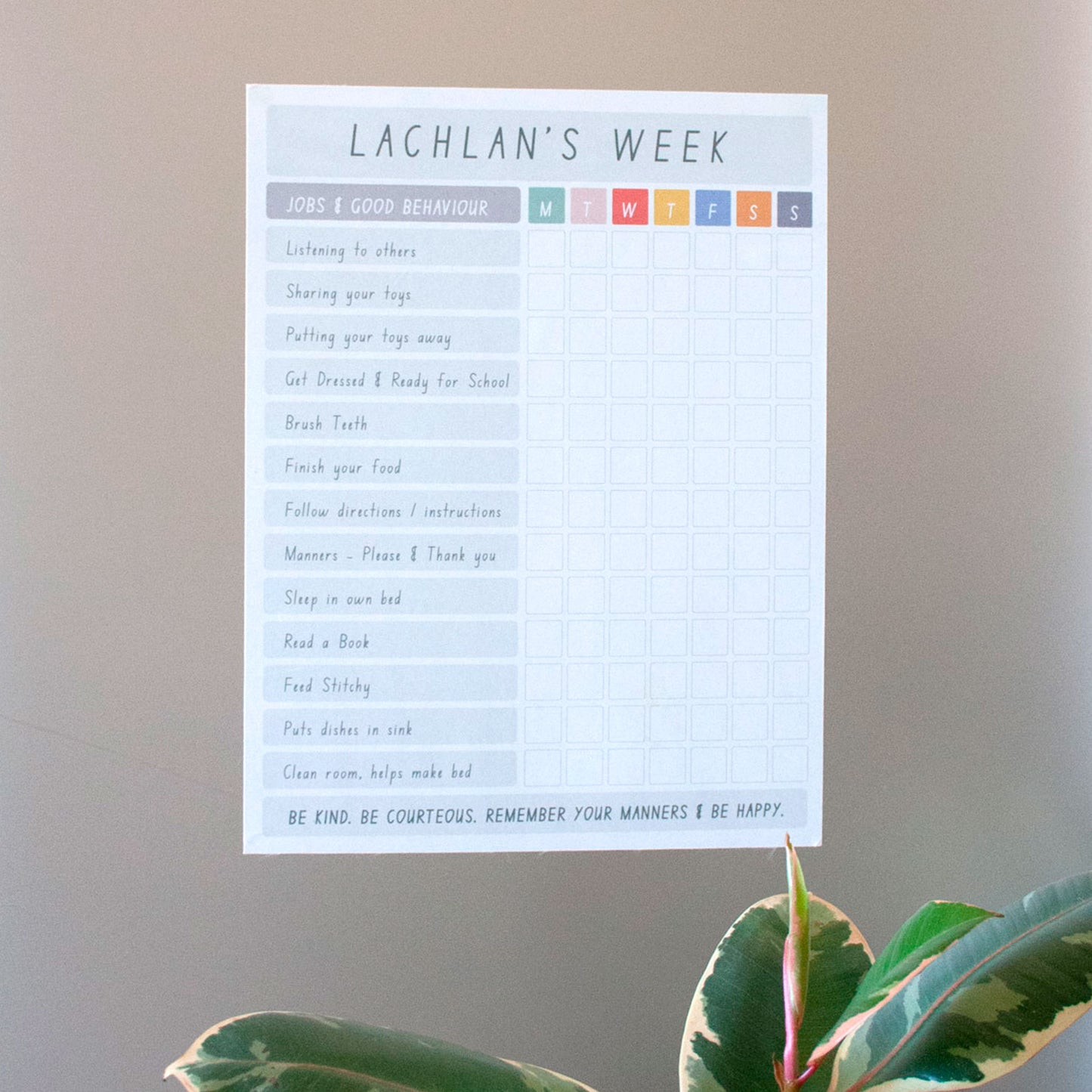 Personalised Weekly Reward Chart - A Creative Hart