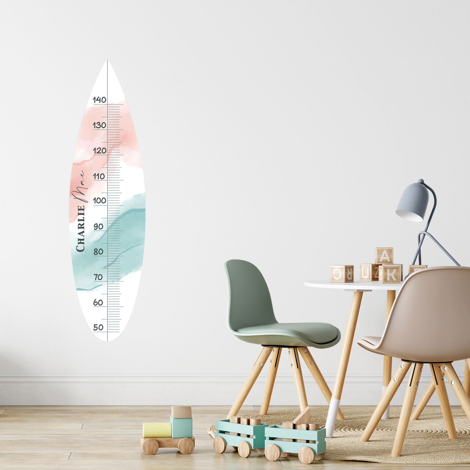 Surfboard Height Chart Fabric Wall Decal - A Creative Hart