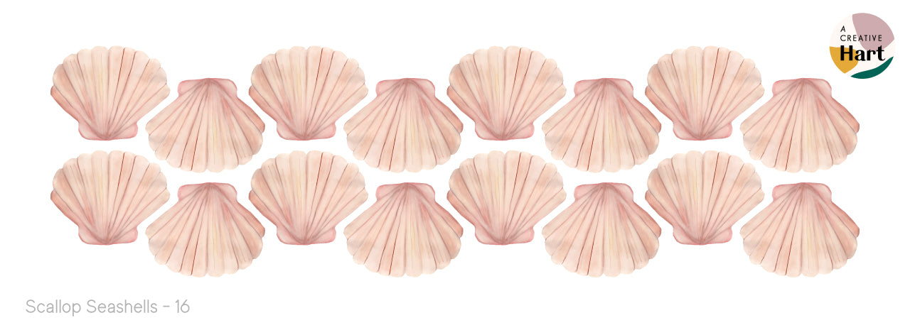 Seashells Pink Scallop Shell Fabric Wall Decals - A Creative Hart