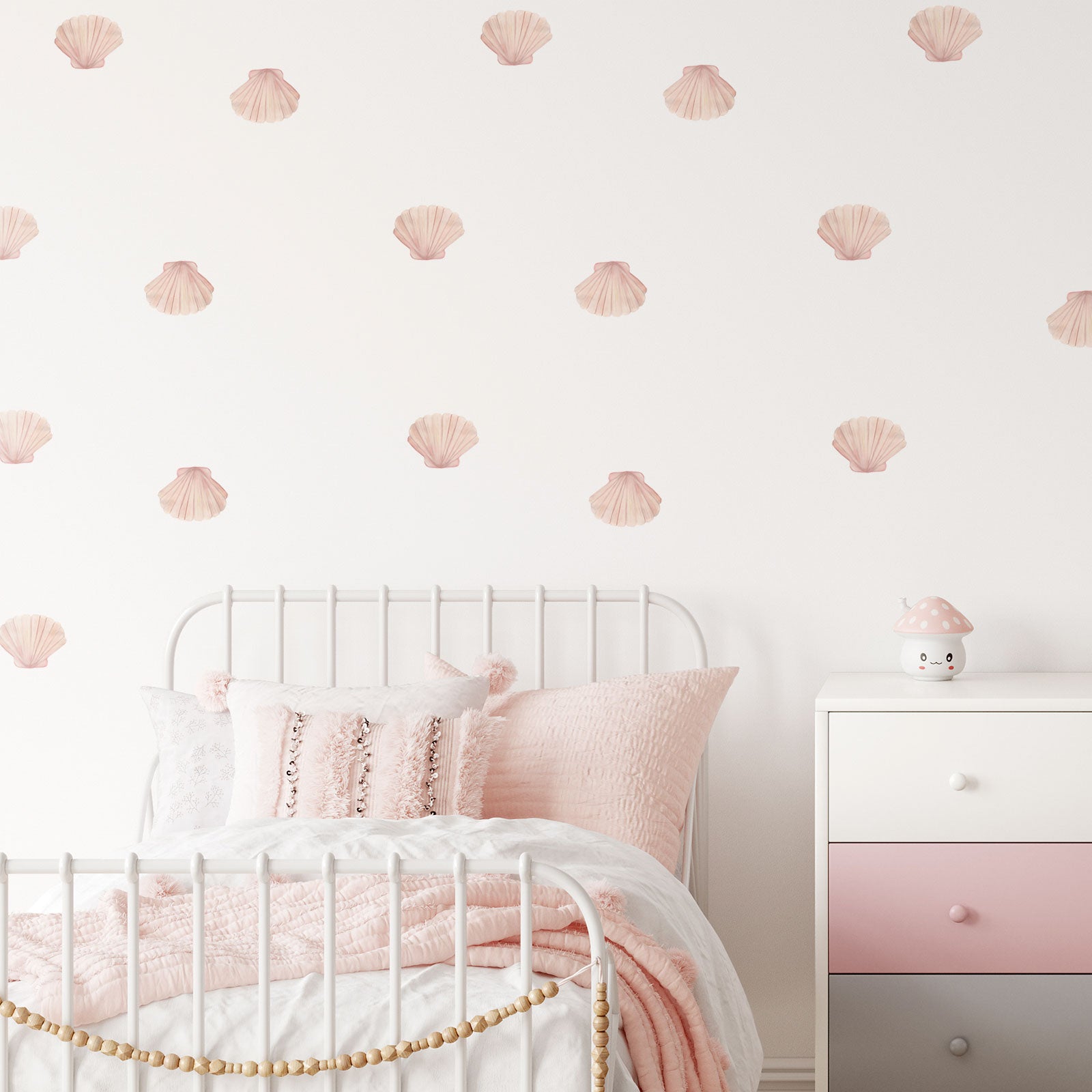 Seashells Pink Scallop Shell Fabric Wall Decals - A Creative Hart