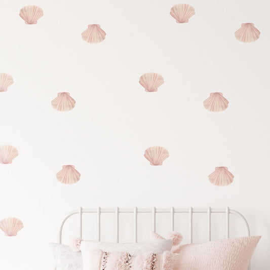 Seashells Pink Scallop Shell Fabric Wall Decals - A Creative Hart