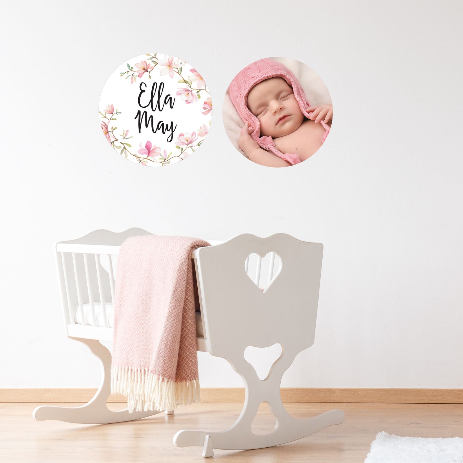 Floral 'Name' Circle Fabric Wall Decal - A Creative Hart