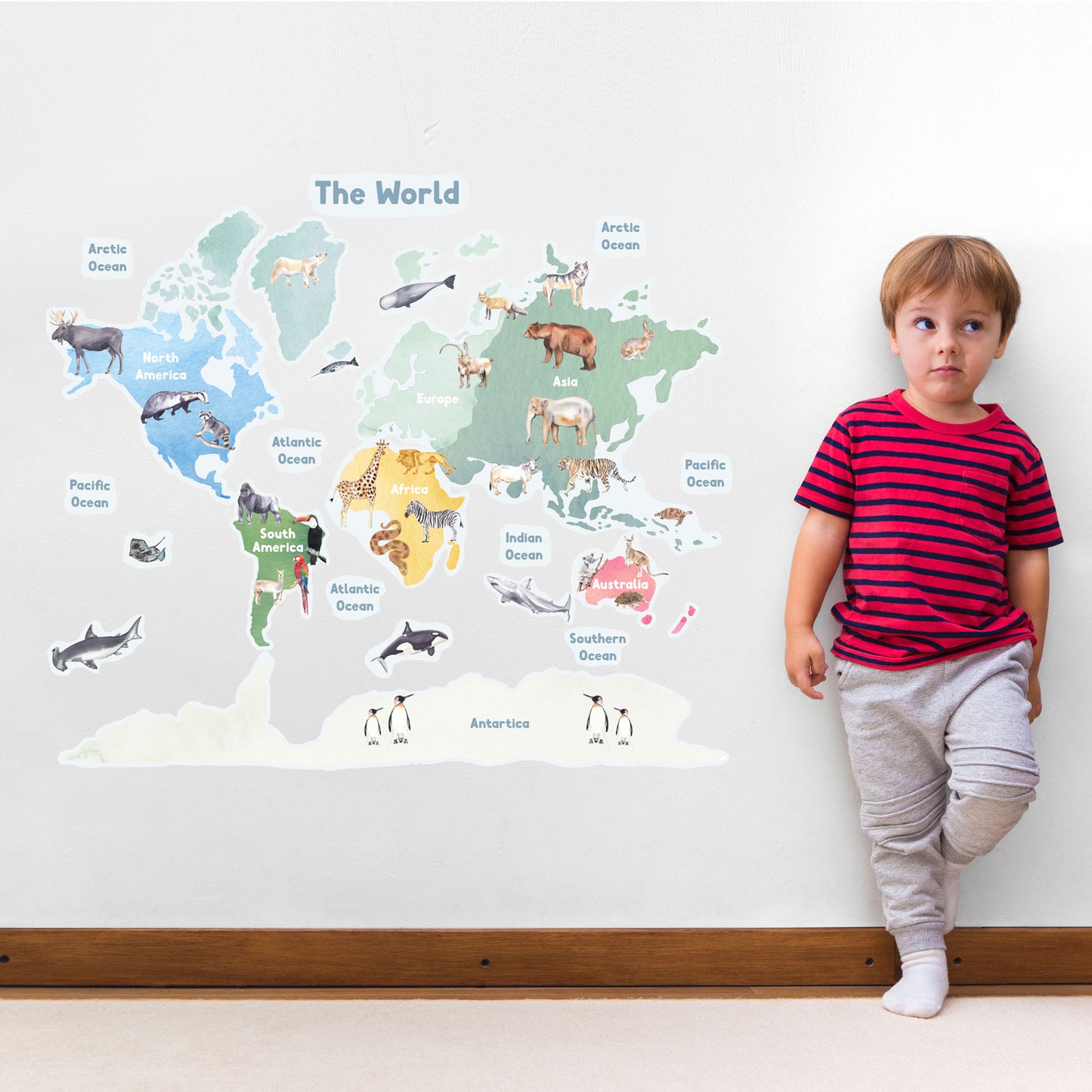 Animal World Map Fabric Wall Decal - A Creative Hart