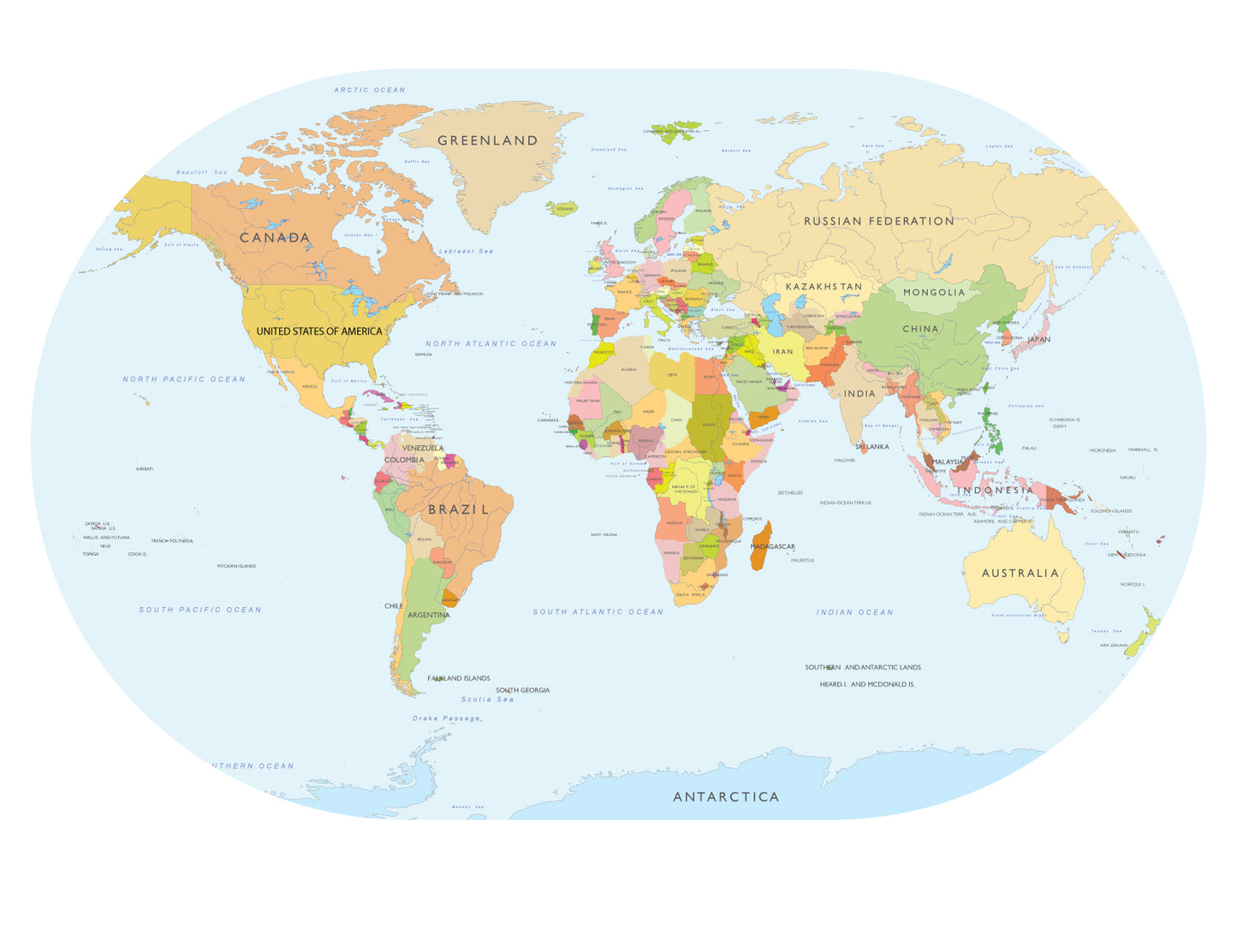World Map Highly Detailed Fabric Wall Decal - A Creative Hart