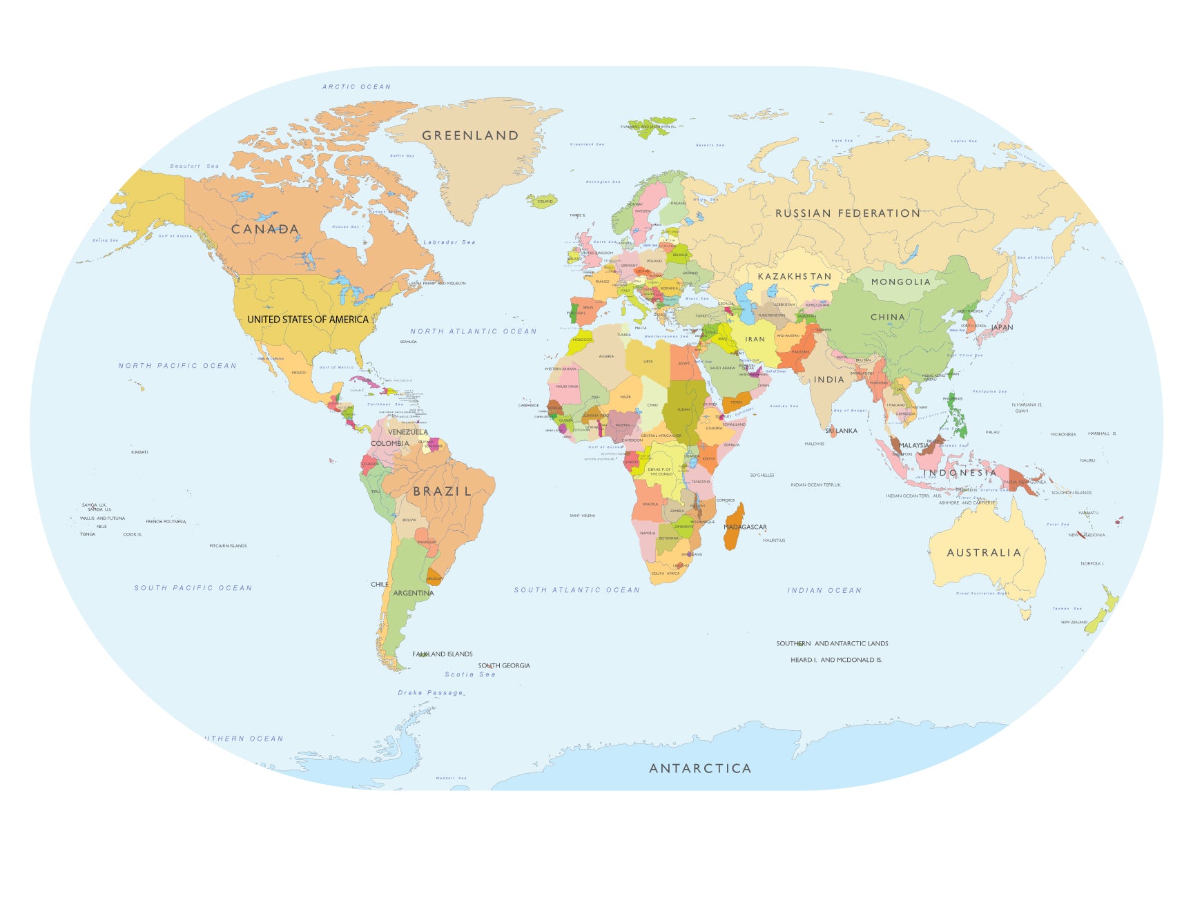 World Map Highly Detailed Fabric Wall Decal - A Creative Hart