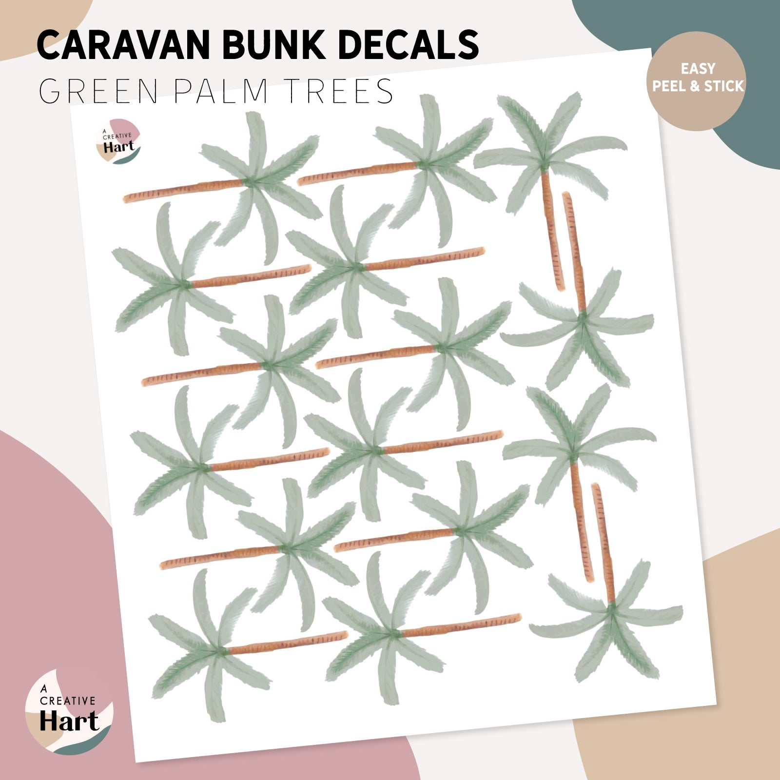 Caravan Bunk Bed Palm Tree Wall Decals