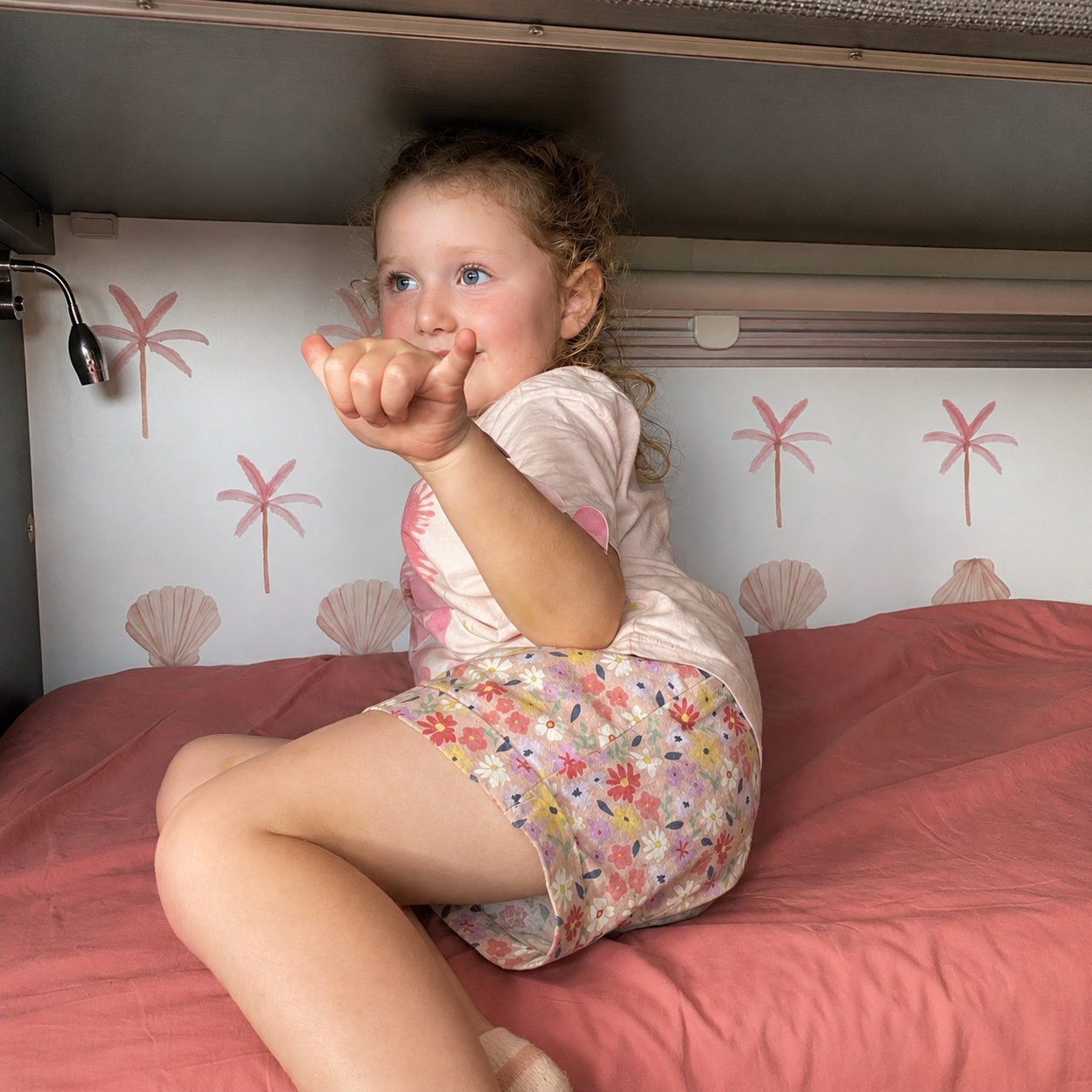 Pink Palm Trees and Scallop Shell Set - Caravan Bunk Decals