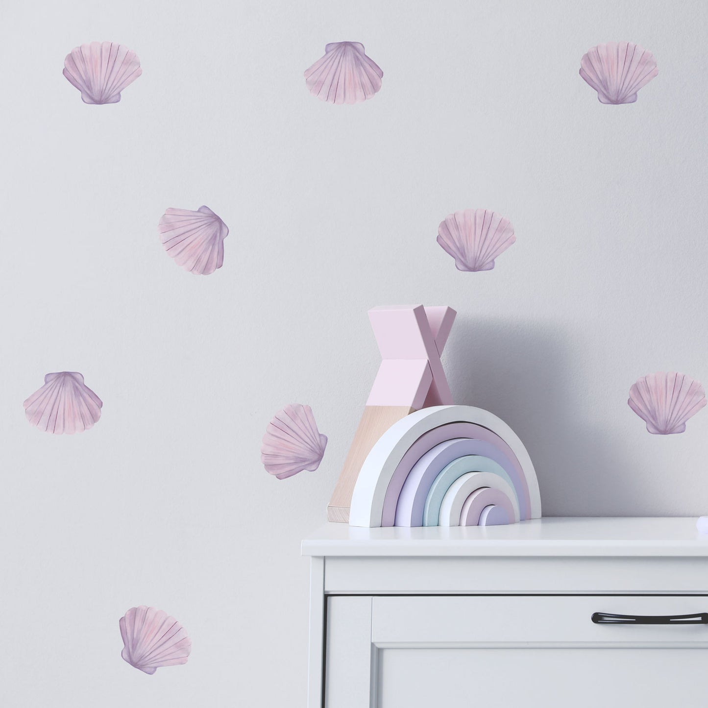 Sea Shell Wall Decals - PURPLE Scallop Seashell Sticker