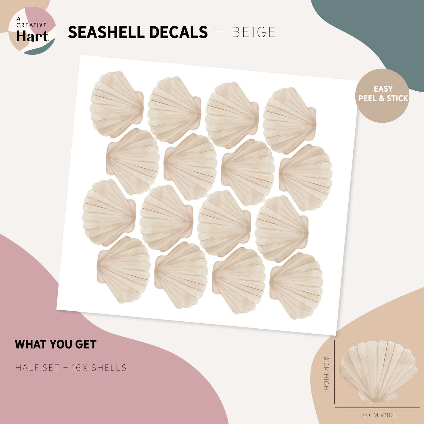 Sea Shell Wall Decals - Beige Scallop Seashell