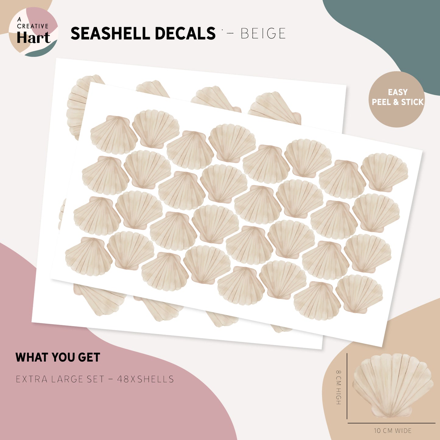 Sea Shell Wall Decals - Beige Scallop Seashell