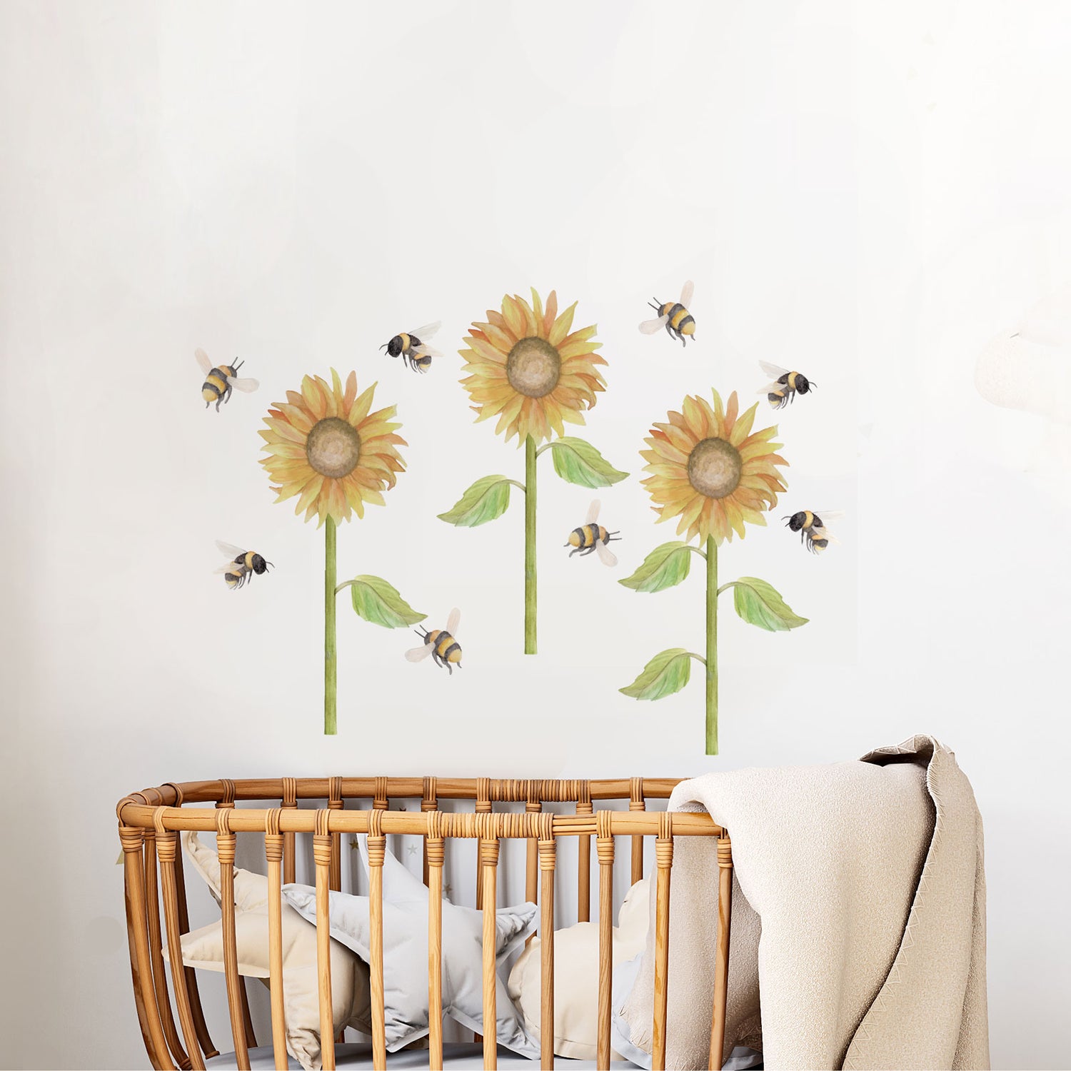 Sunflower Wall Decals | Bees | Fabric Wall Decals - A Creative Hart