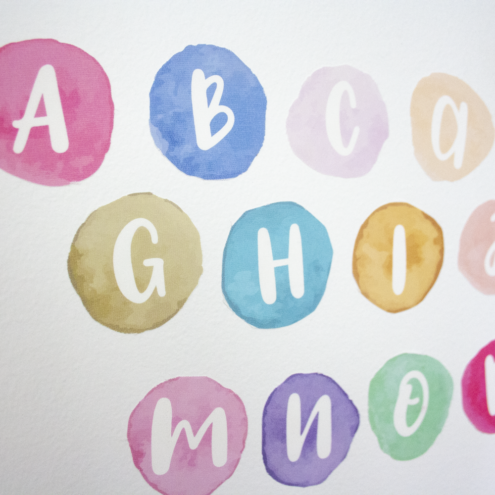 Watercolour ABC Alphabet Set - Fabric Wall Decals - A Creative Hart