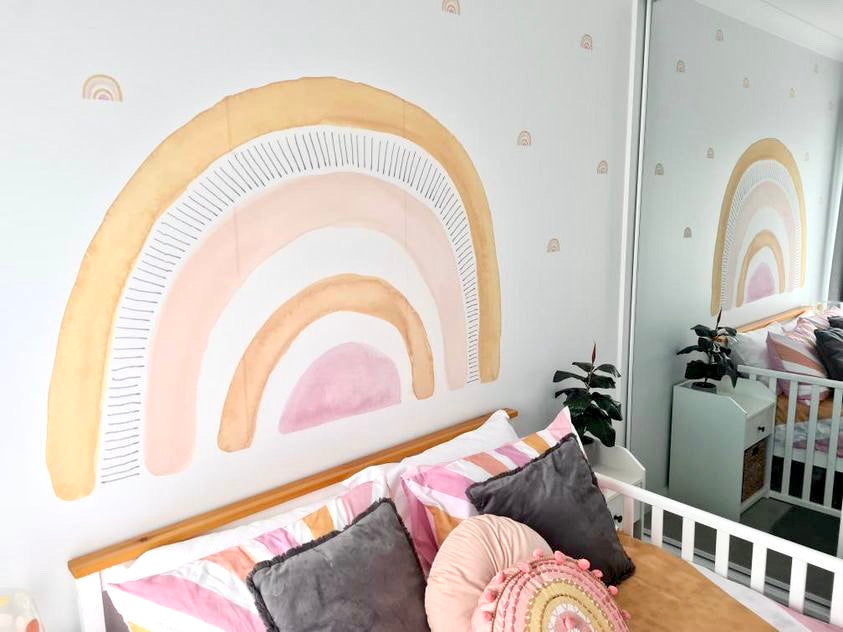 Extra Large Maxi Boho Rainbow Fabric Wall Decal Mural - A Creative Hart
