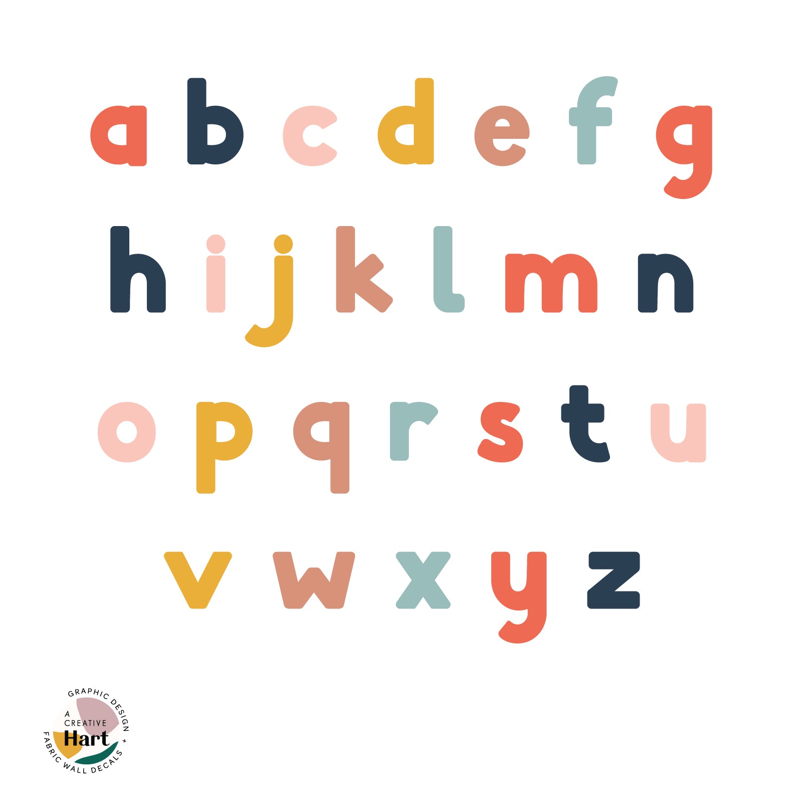 Lowercase Alphabet Wall Stickers - A Creative Hart - A Creative Hart