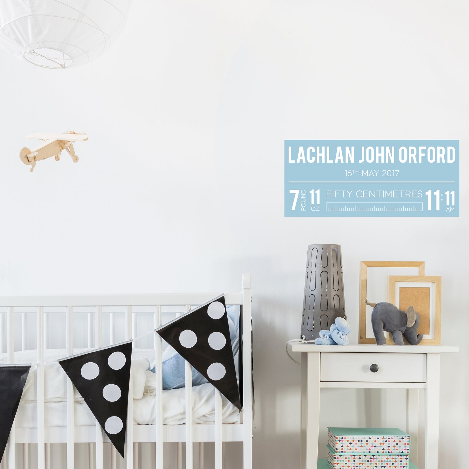 Baby Birth Announcement Details Sign Fabric Wall Decal - A Creative Hart