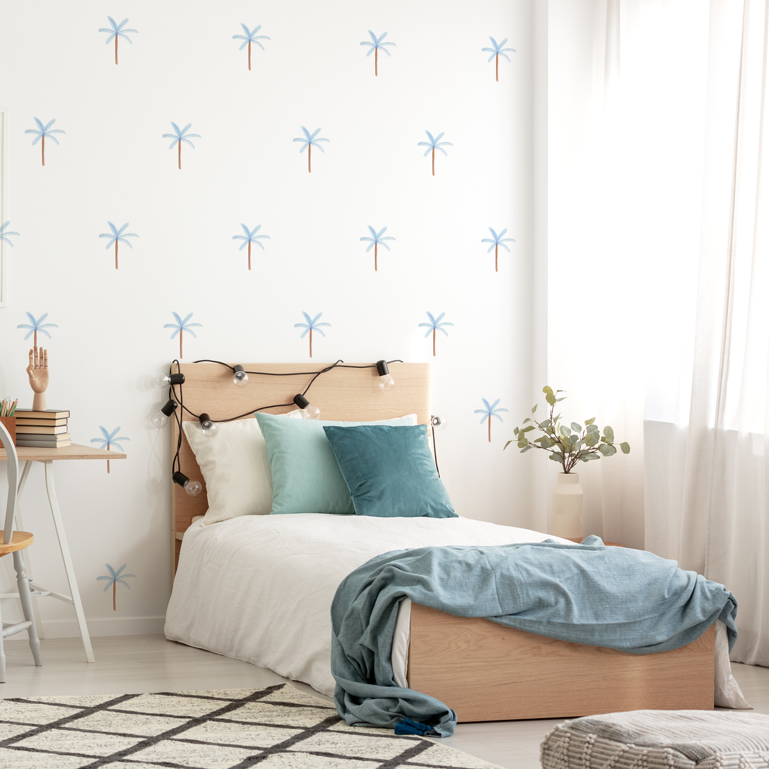 Blue Palm Tree Fabric Wall Decals - A Creative Hart