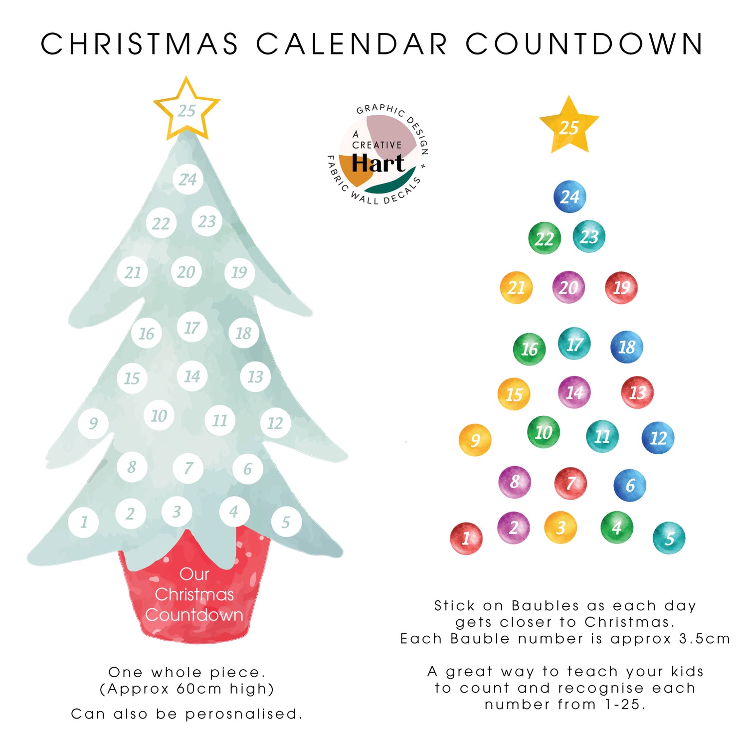 Christmas Countdown Wall Decal - Counting Fun! - A Creative Hart