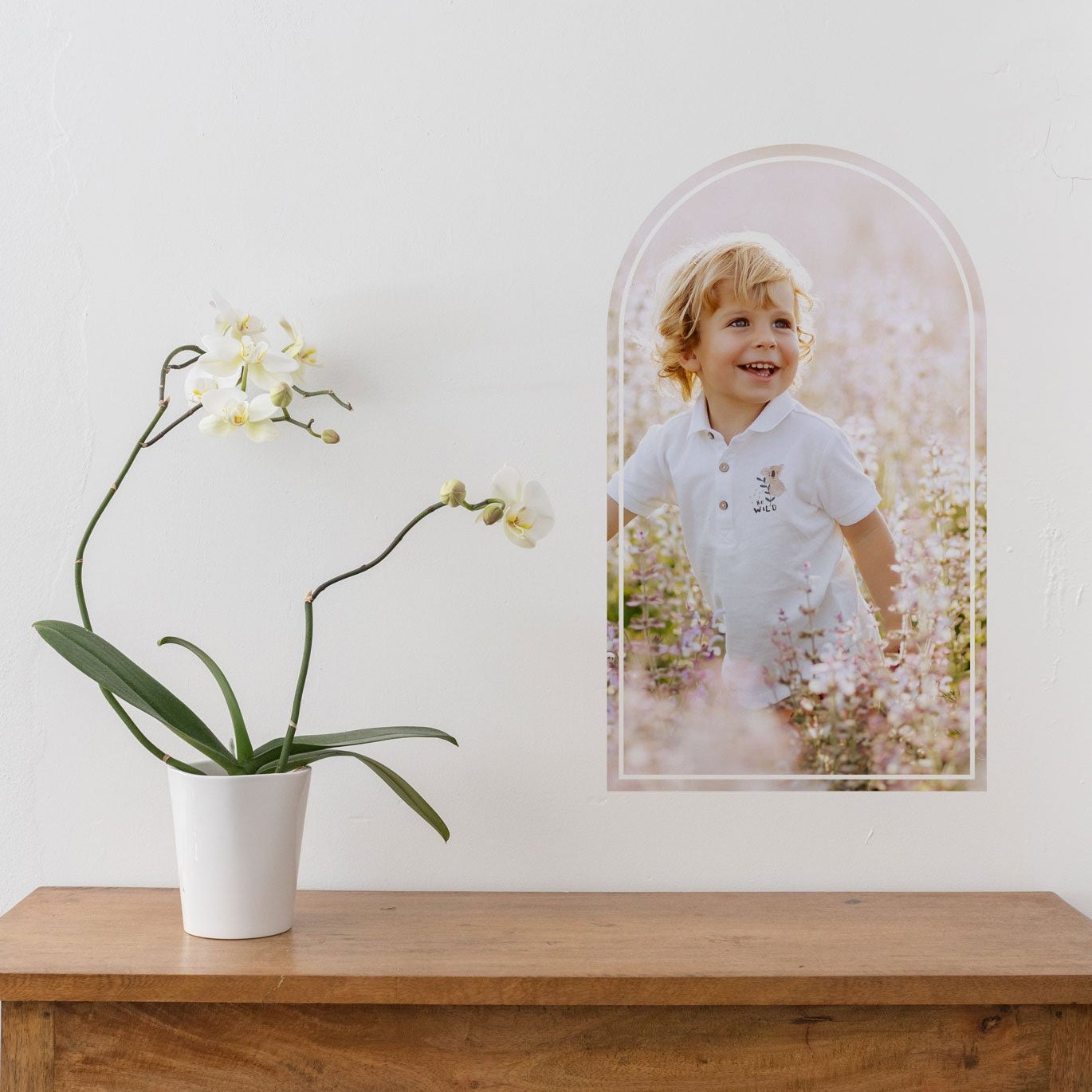 Custom Arch Photo Decal with line decoration