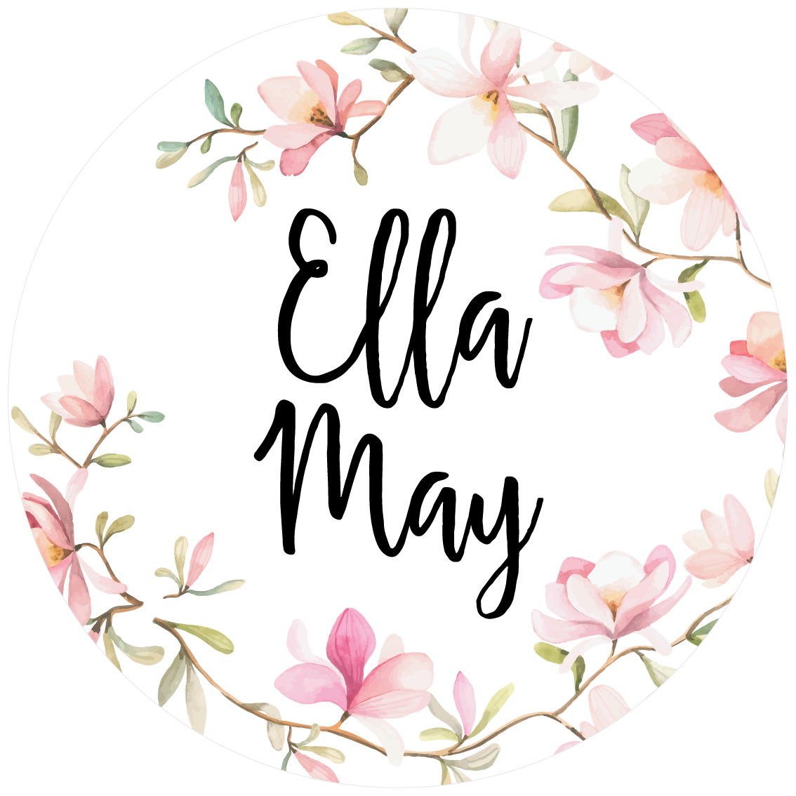 Floral 'Name' Circle Fabric Wall Decal - A Creative Hart