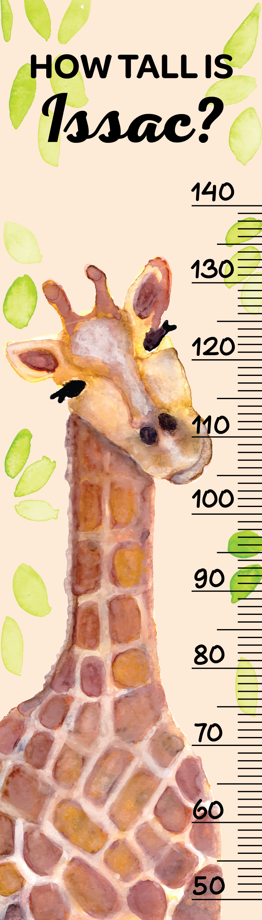 Giraffe Height Chart Fabric Wall Decal - A Creative Hart