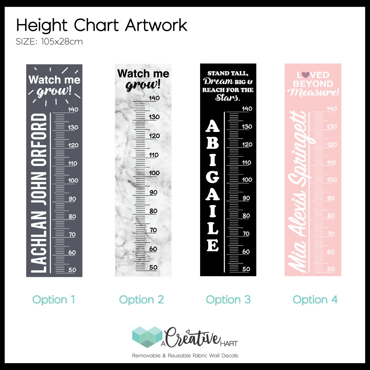 Height Chart Fabric Wall Decal - A Creative Hart