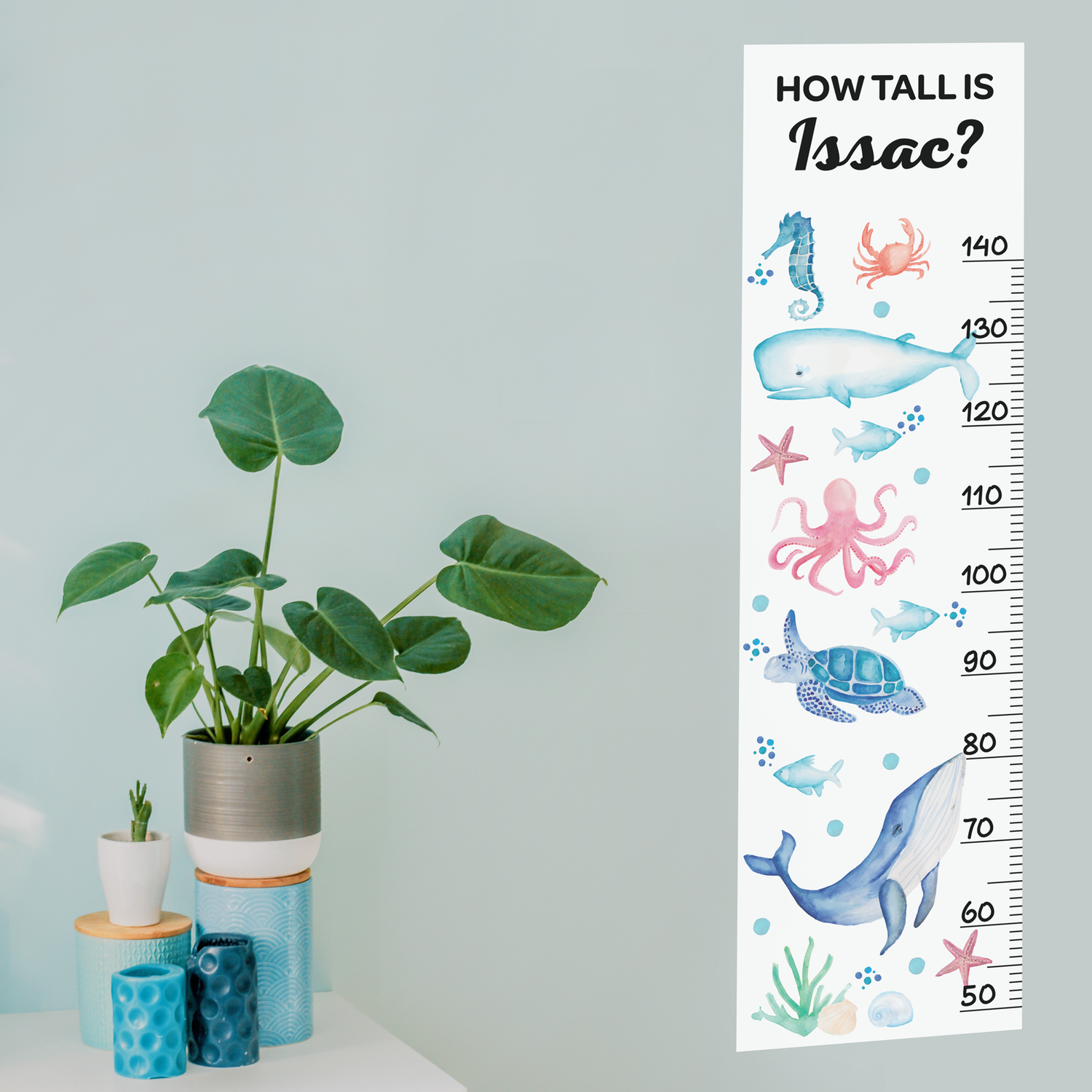 Under the Sea Height Chart Fabric Wall Decal - A Creative Hart