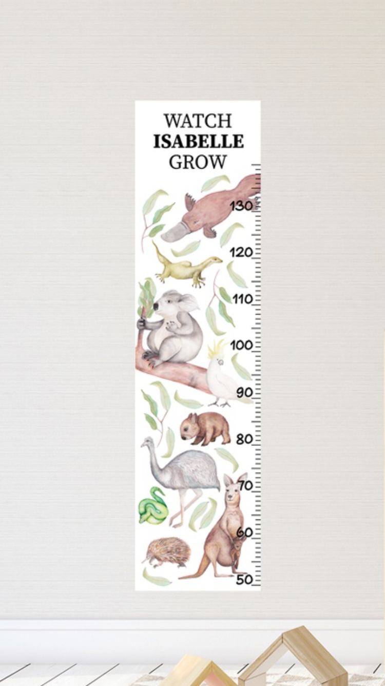 Australian Native Animals Height Chart Fabric Wall Decal - A Creative Hart