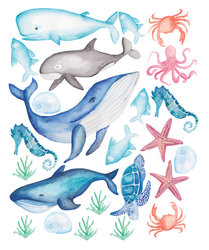 Sea Creatures, Under the Sea, Fabric Wall Sticker Set - A Creative Hart