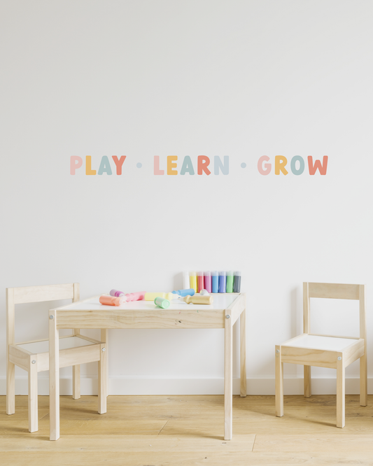 Play, Learn, Grow Fabric Wall Decal Quote | A Creative Hart - A Creative Hart