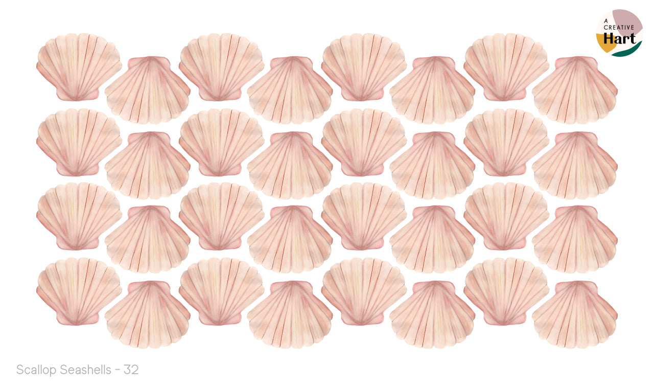 Seashells Pink Scallop Shell Fabric Wall Decals - A Creative Hart