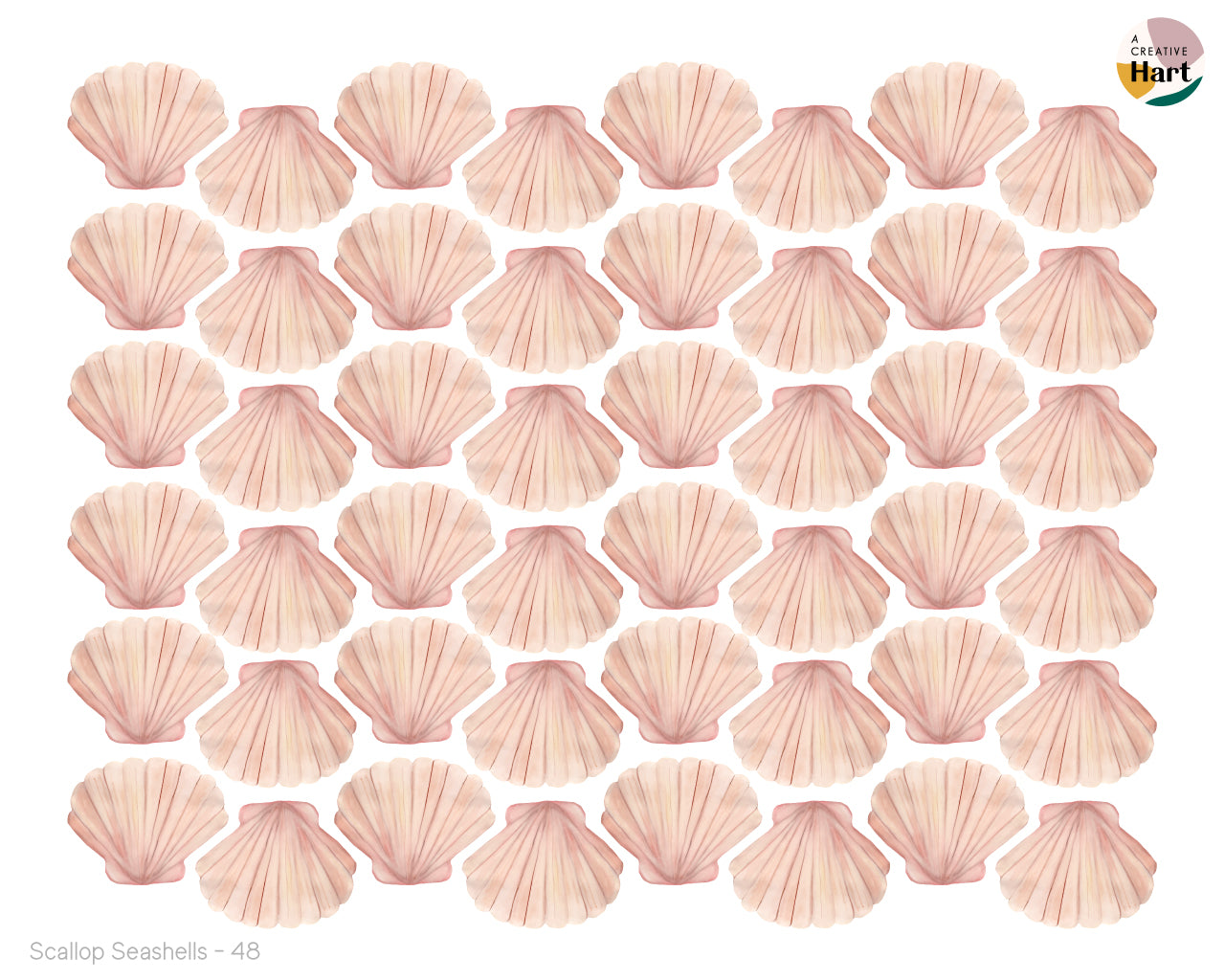 Seashells Pink Scallop Shell Fabric Wall Decals - A Creative Hart