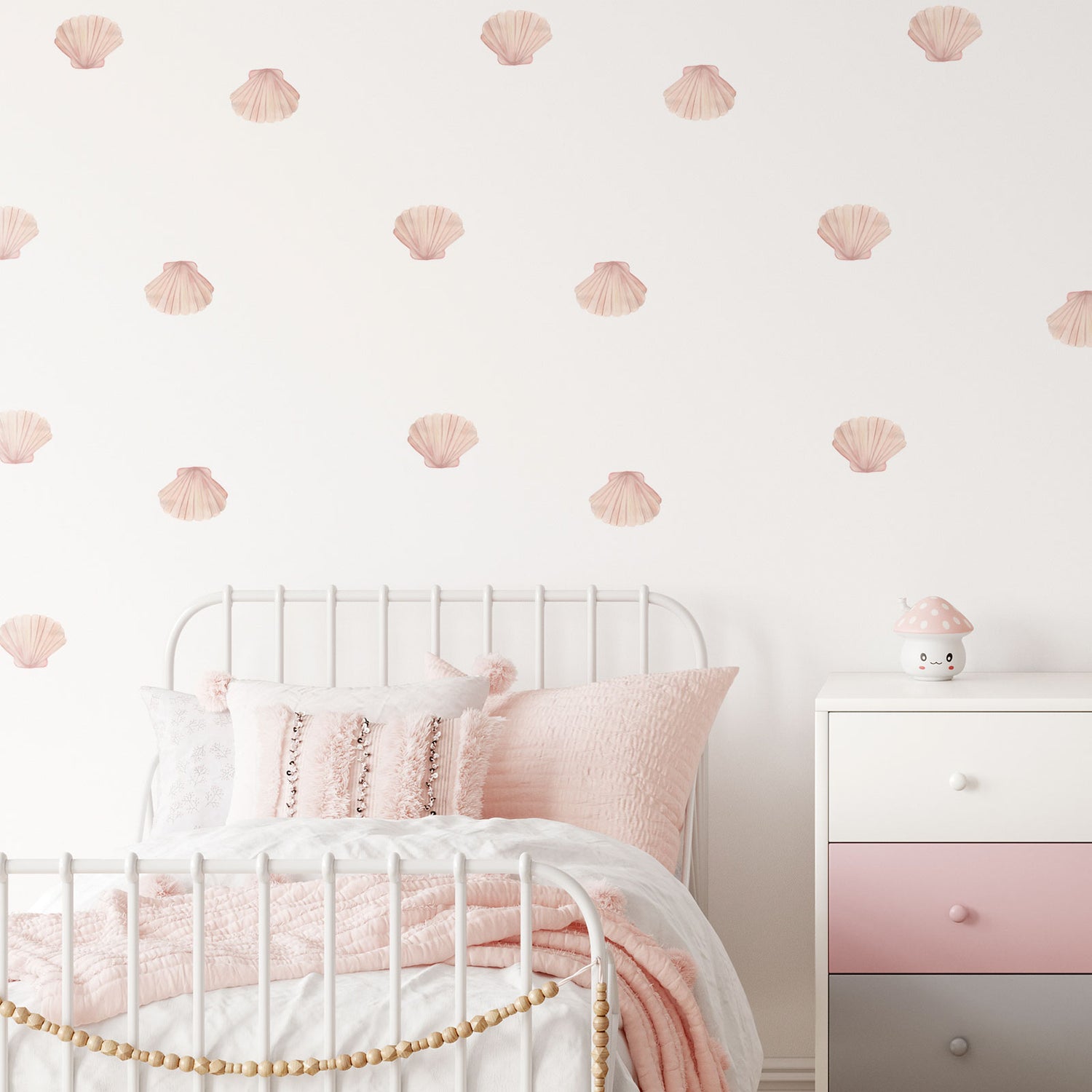 Seashells Pink Scallop Shell Fabric Wall Decals - A Creative Hart