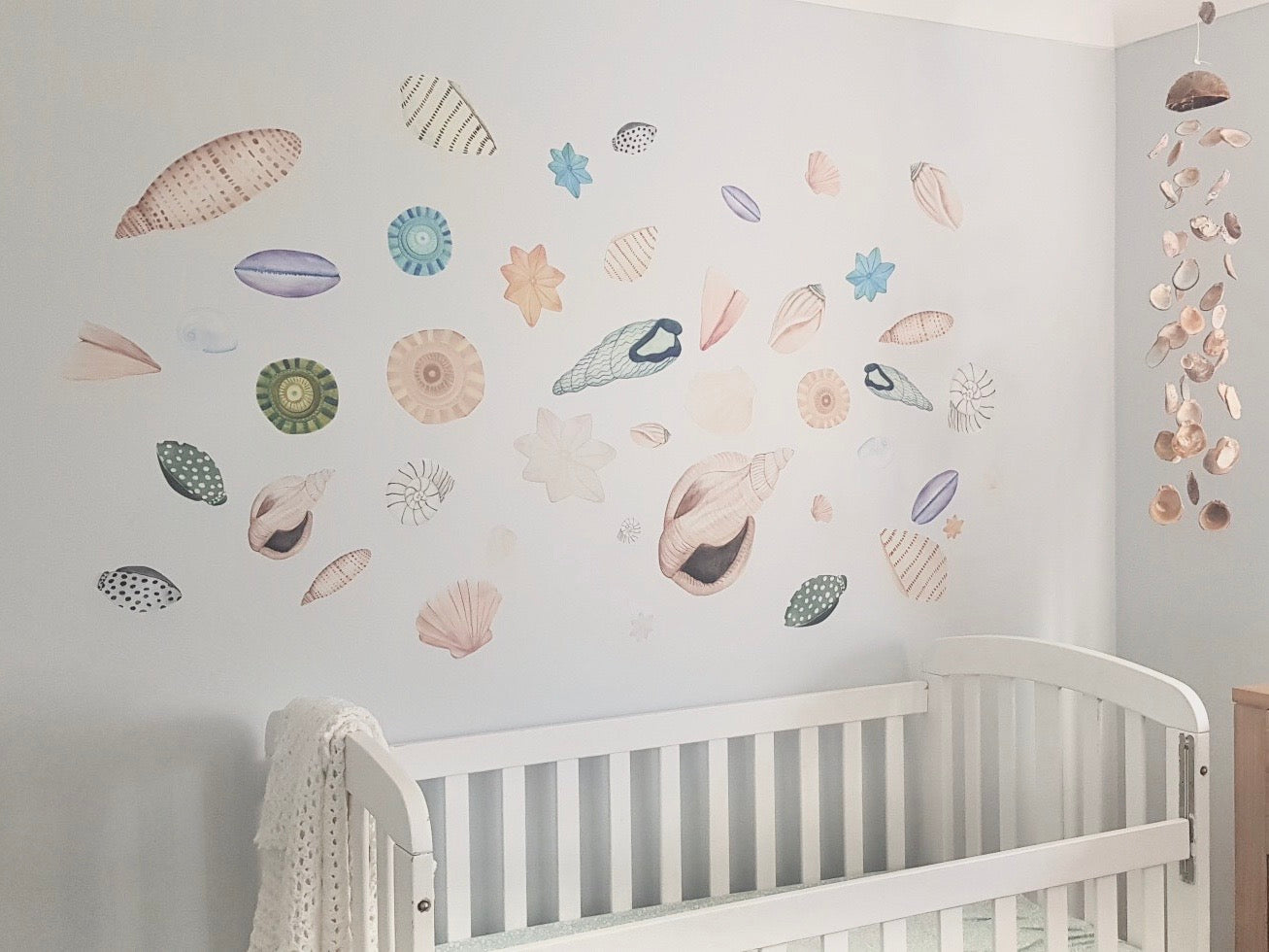 Sea Shell Fabric Wall Decal Set, Under the sea, ocean nursery, shell stickers - A Creative Hart