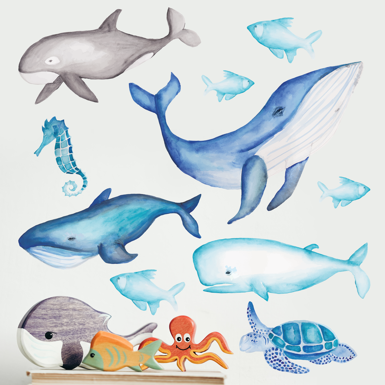 Under the Sea Whale, Seahorse, Fish and Turtle Set - A Creative Hart