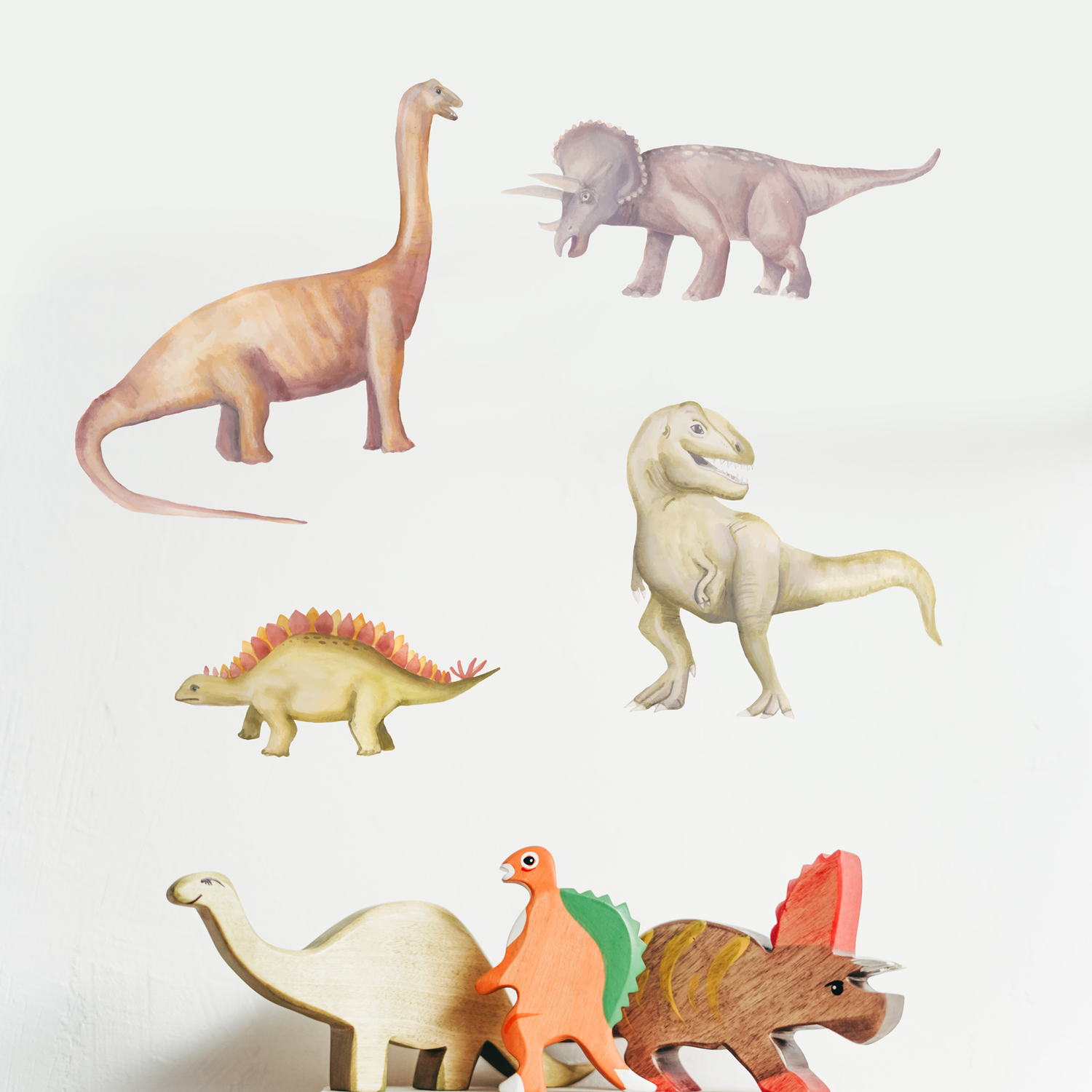Dinosaur Fabric Wall Decals - Watercolour - A Creative Hart